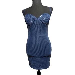 SHEIN Sequin Dress Blue Size Small